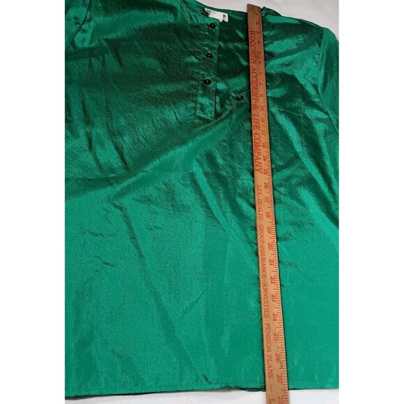 GJ Clar Blouse Size 18/20 Pullover Short Sleeve Green Crinkle Vintage Retro 80s - Picture 5 of 12